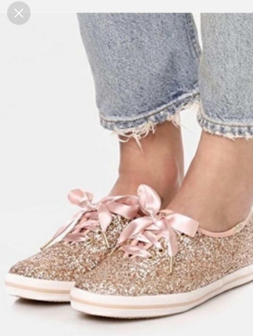 Kate Spade X Keds Glitter Sequin Rose Sneakers NWOT Both Sets Of Laces
